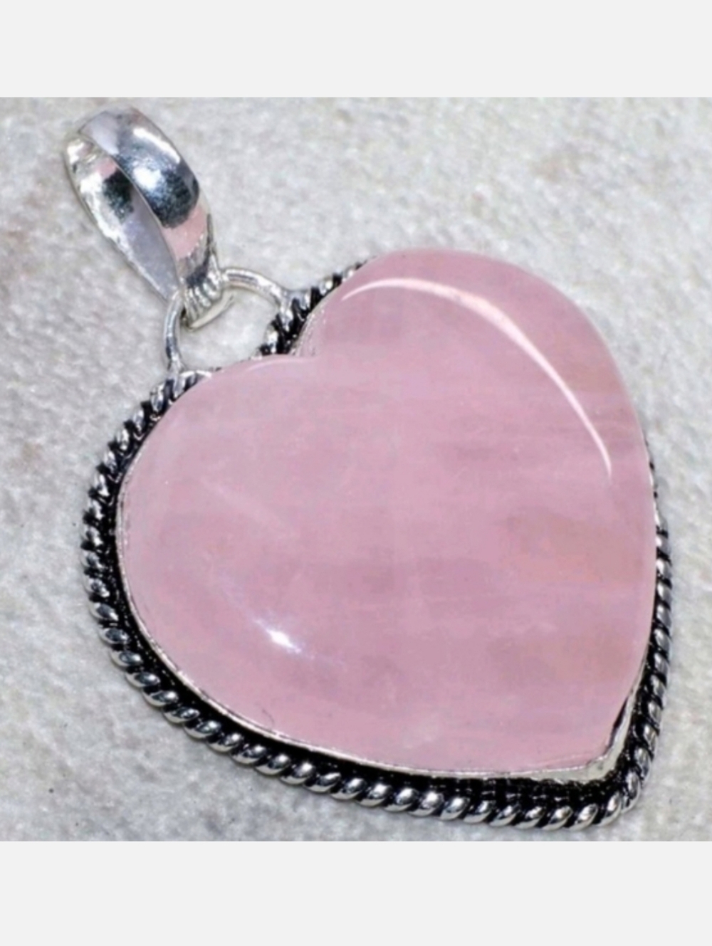 Rose Quartz Heart-Shaped Gemstone 925 Sterling Silver Handmade Pendant Necklace